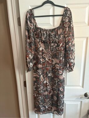 VICI midi dress long sleeve boho bohemian beach resort cruise summer XL